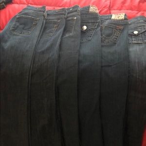 6 pairs of designer jeans - size 25
